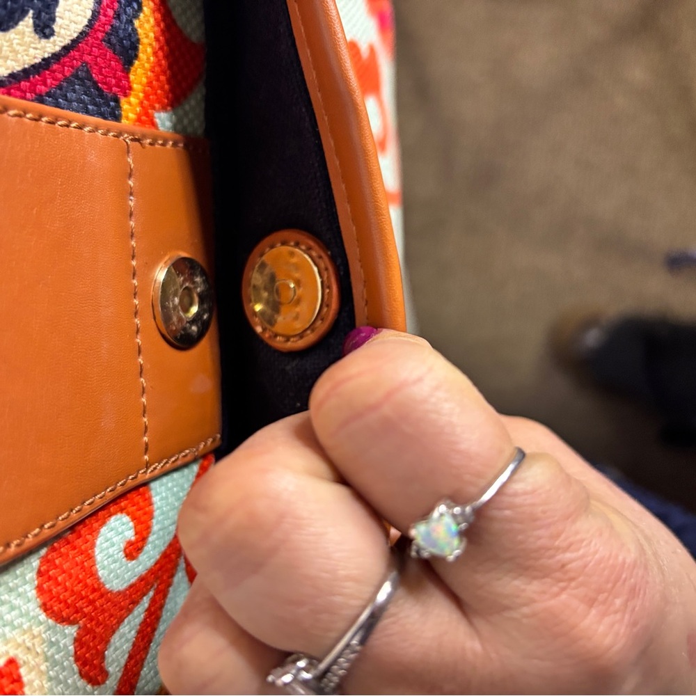 Spartina 449 Paisley Floral Linen Crossbody Bag Leather Trim Boho Coastal - Picture 5 of 16